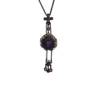 NWT Kenny Ma Brass Art Deco Swarovski Amethyst Crystals Dangle Y Necklace